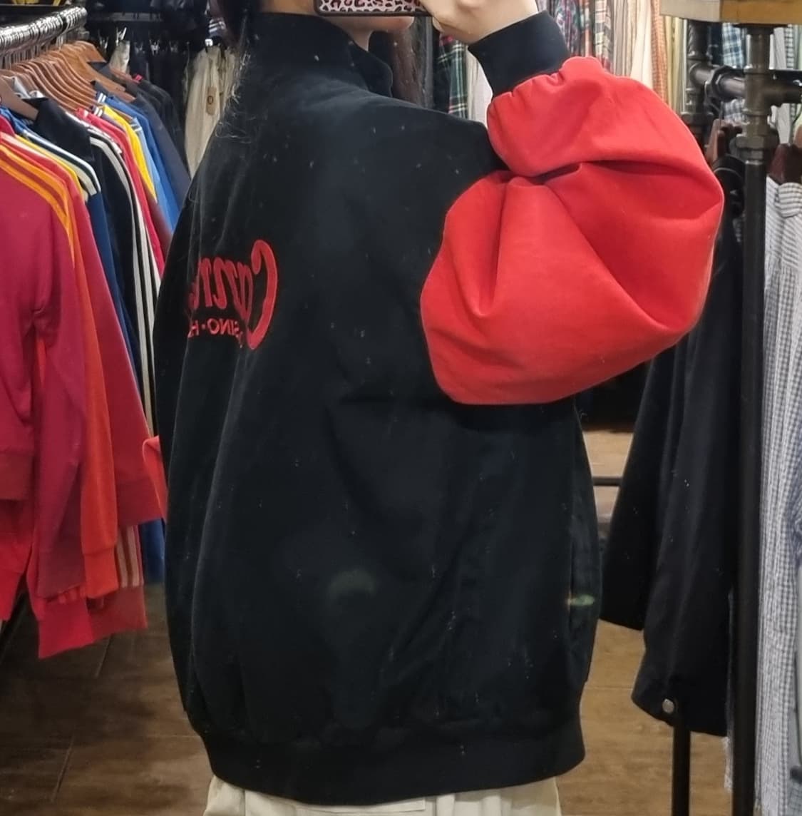 [Hi] vtg 빈티지 데님 바시티 자켓 블랙/레드 상품이미지5