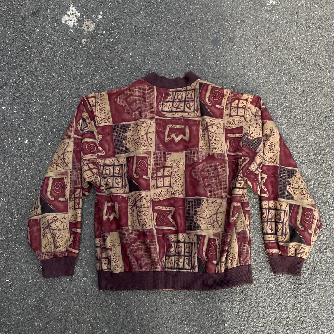 90s 일본빈티지 Exceed 버건디 패턴 블루종 봄버 자켓 L 상품이미지5