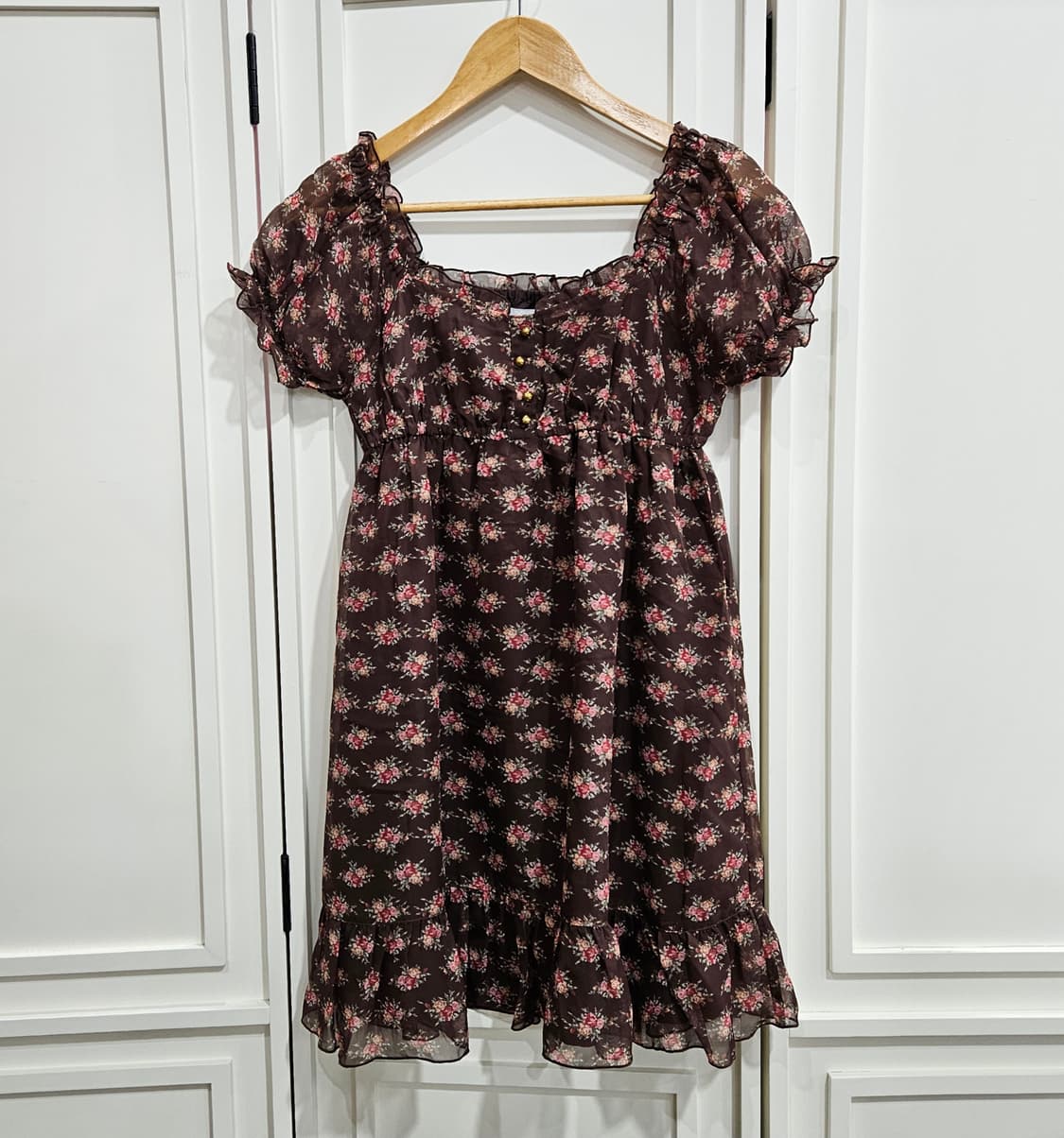 리즈리사 플라워 초코쉬폰 원피스 상품이미지1