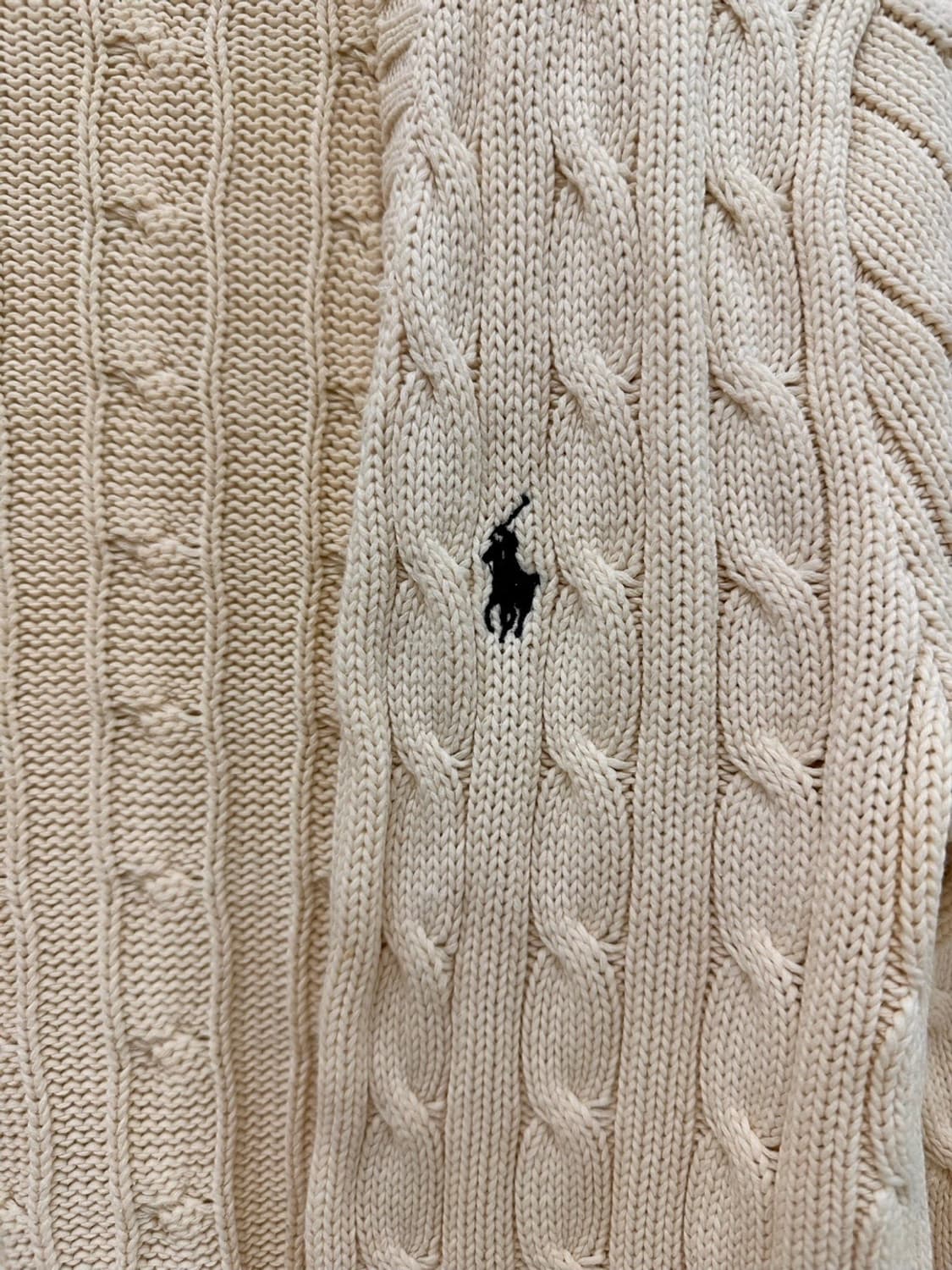 폴로 꽈배기 케이블 오픈 가디건 아이보리 (여성XS)  상품이미지4