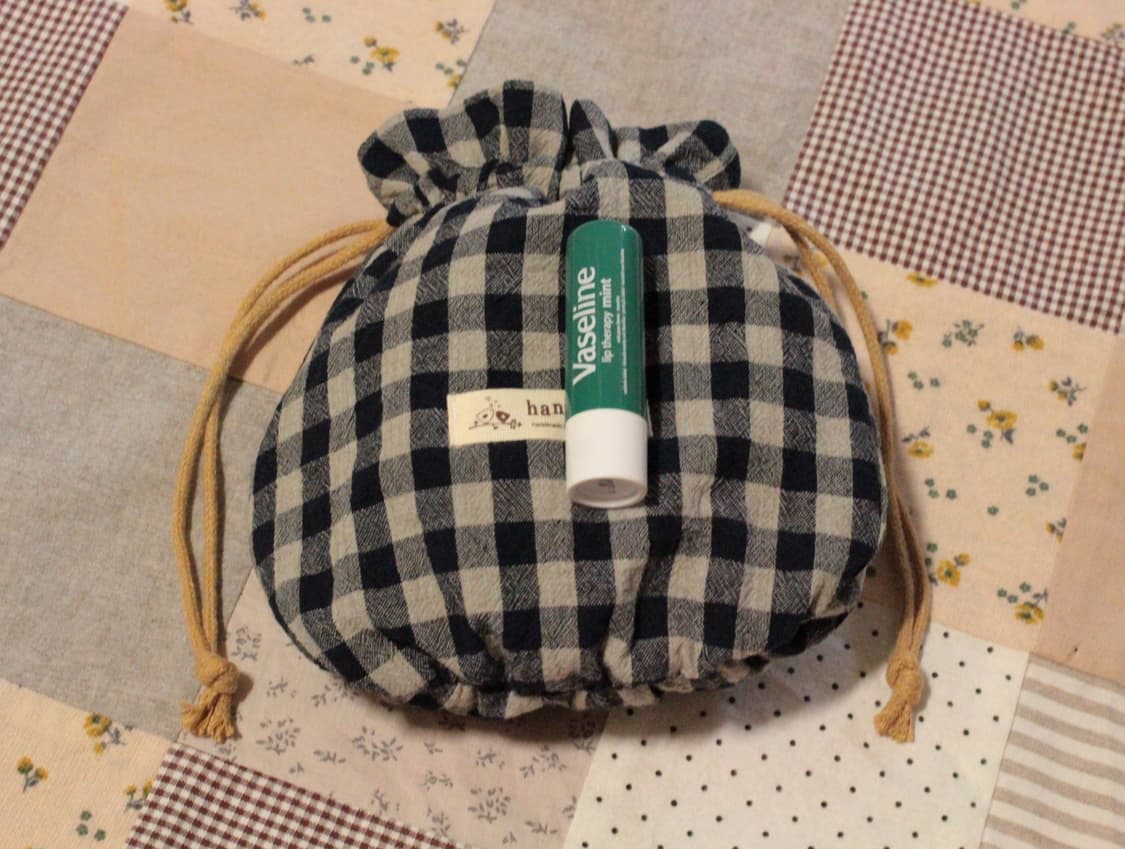 핸드메이드 네이비체크 셔링 스트링 파우치 상품이미지8