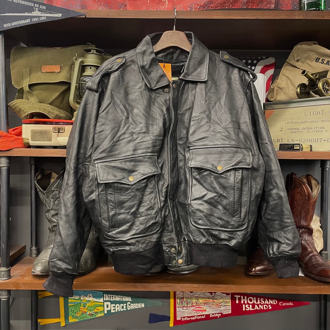 70s Mac Douglas 퍼 내피 플라이트 A2 가죽 리얼 레더 자켓 상품이미지1