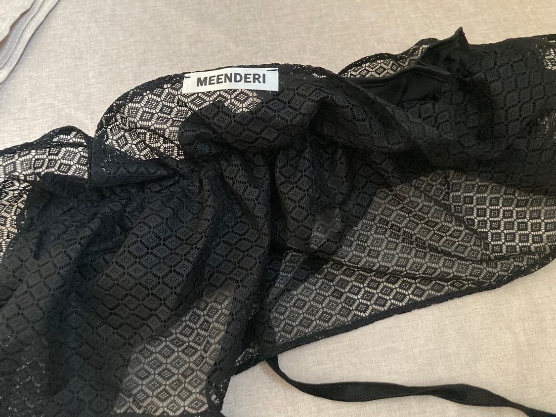 민더리 레이스 셔링 스커트 블랙 상품이미지4