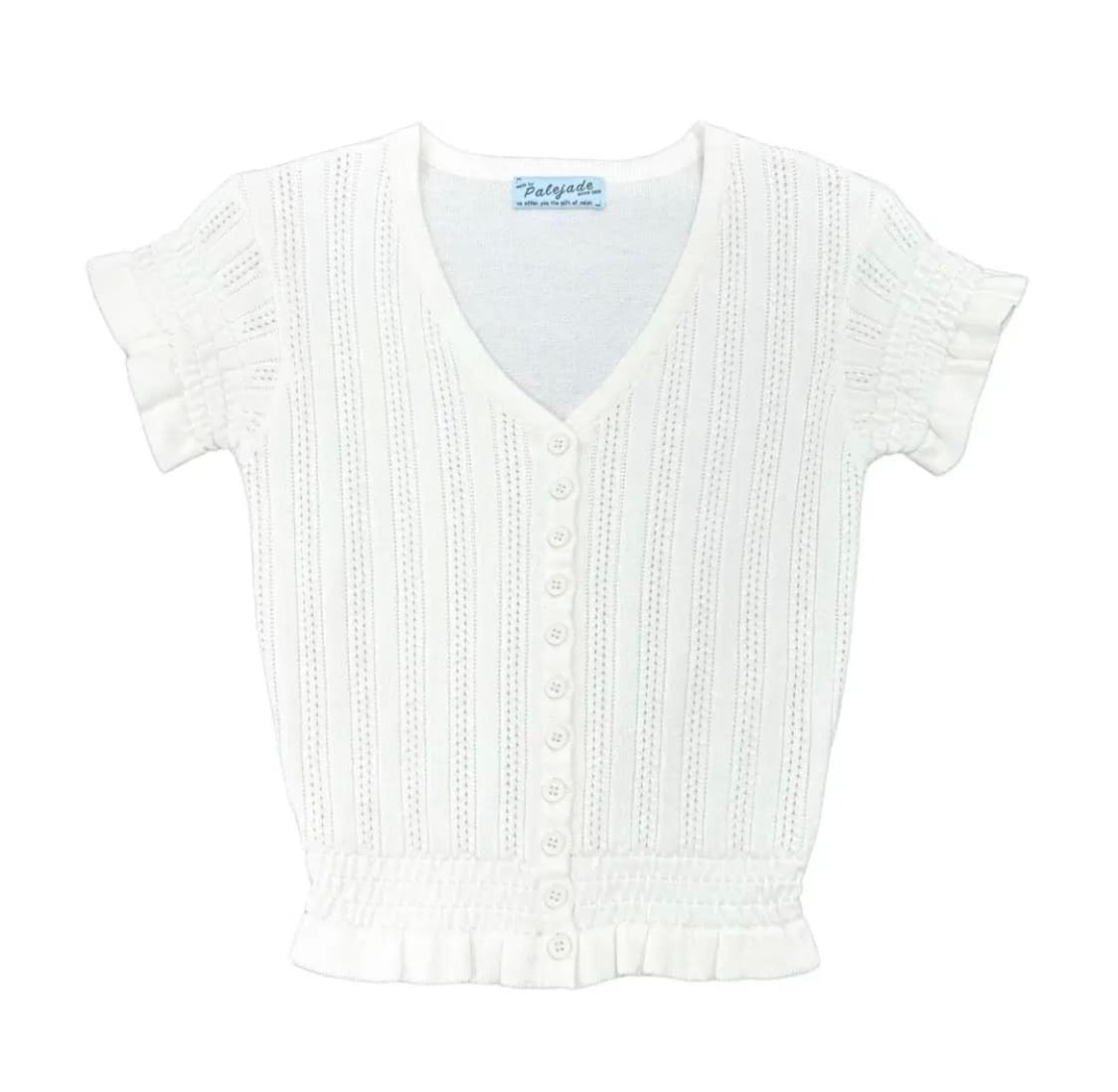 (새상품) 페일제이드 펀칭 니트 러플 가디건 화이트 아이보리   상품이미지6