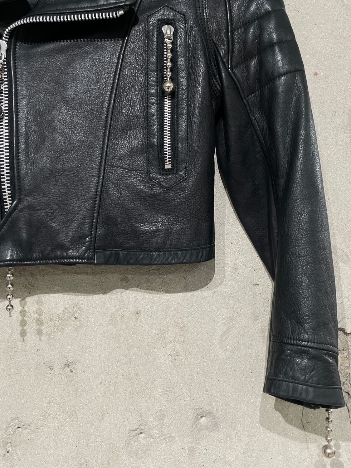 언더커버 블랙 카우하이드 레더 더블 라이더 자켓 상품이미지5