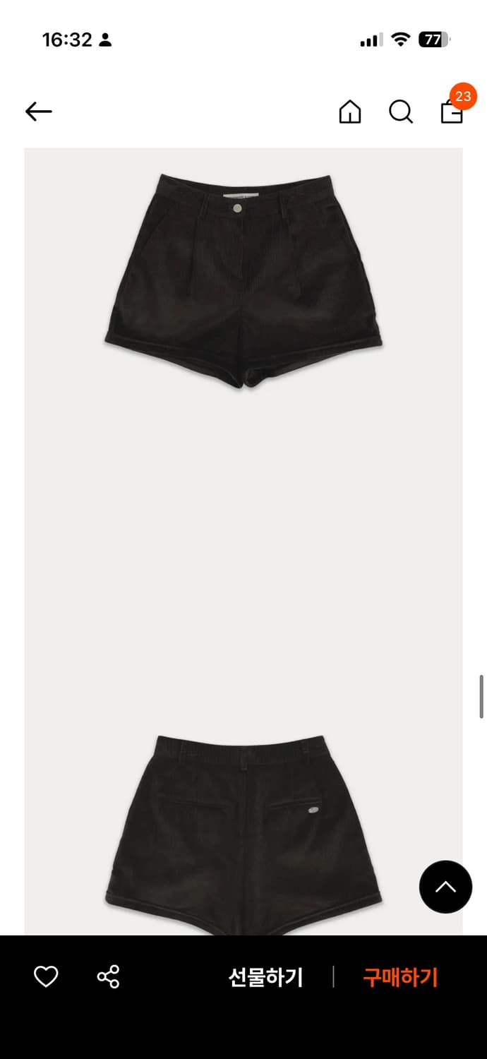 썸웨어버터 코듀로이 반바지 S 상품이미지2