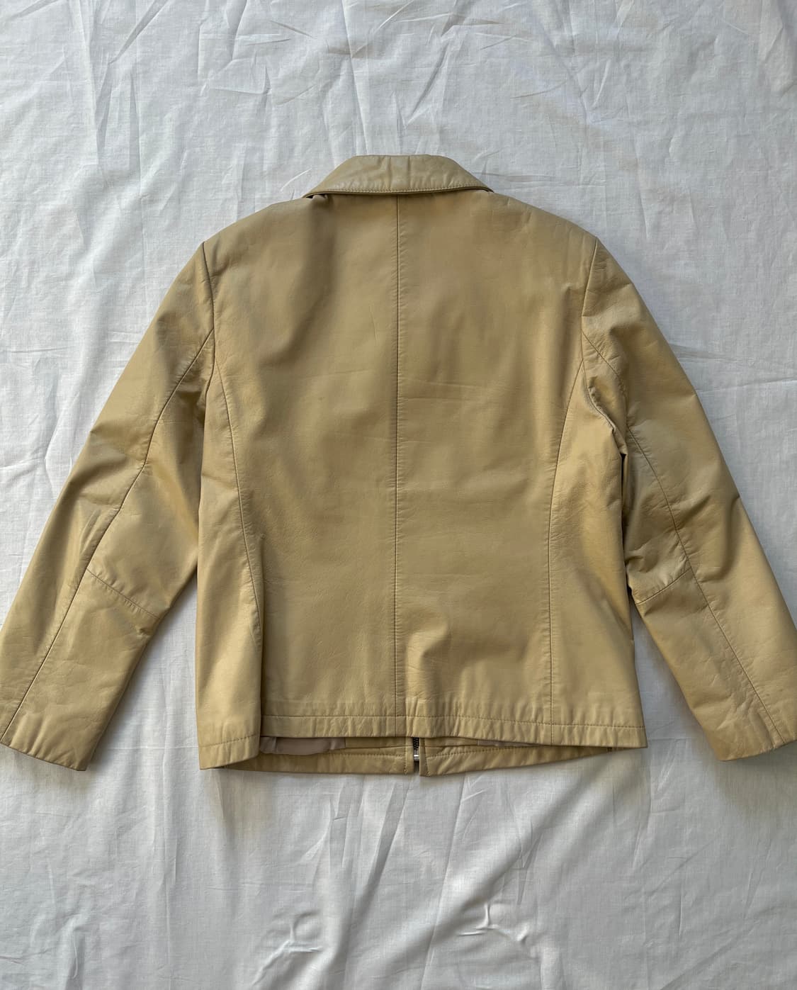 Beige Zip Leather Jacket 상품이미지6