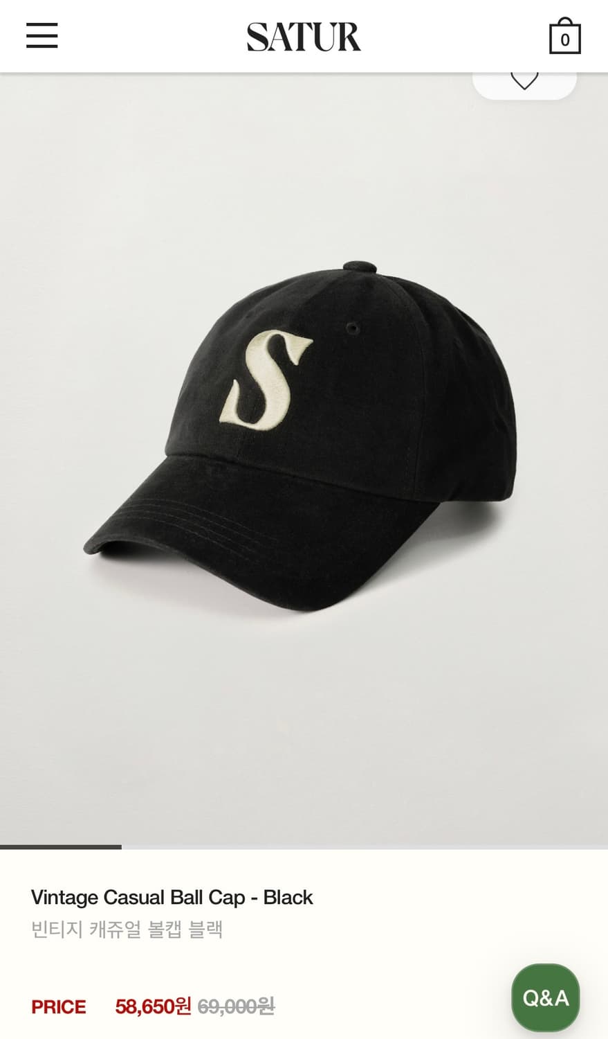 Satur 빈티지 캐쥬얼 볼캡 블랙 상품이미지3