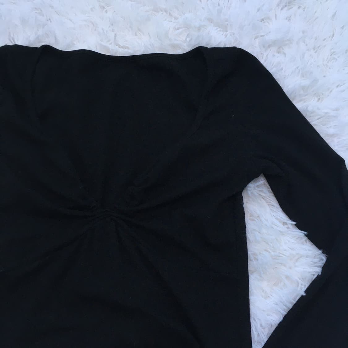 빈티지 블랙 셔링 브이넥 티셔츠 767 y2k 스트릿 갸루 펑키 일본빈티 상품이미지4