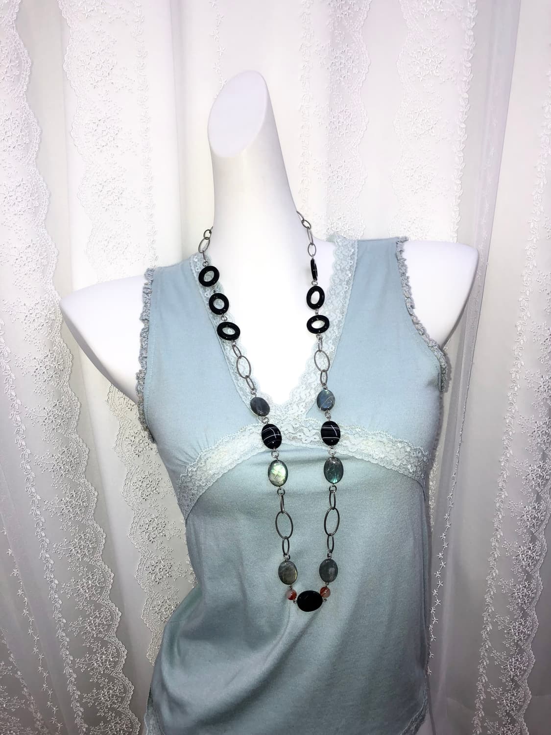 blue and black long necklace 상품이미지2