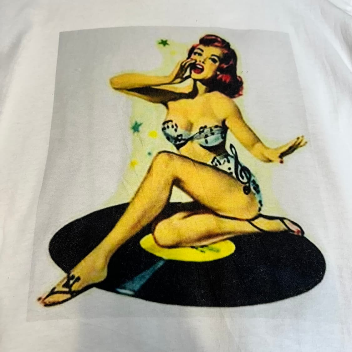 프린팅스타 핀업걸 프린팅 반팔티L 상품이미지5