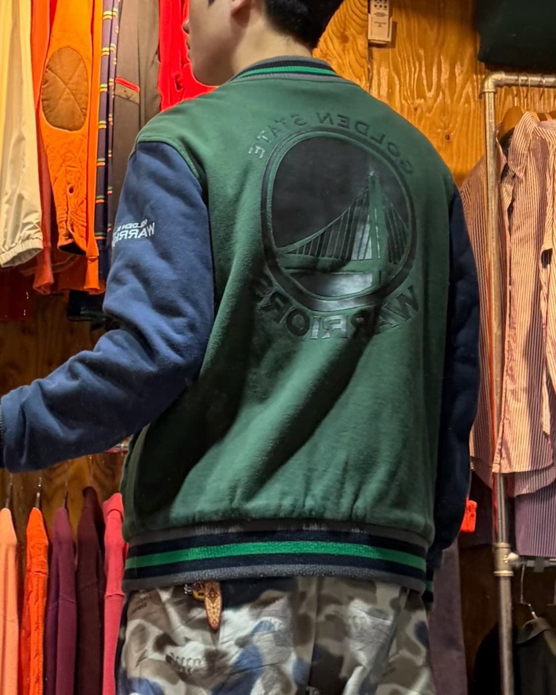 XL NBA SF 골든 스테이트 배색 코튼 바시티 상품이미지2