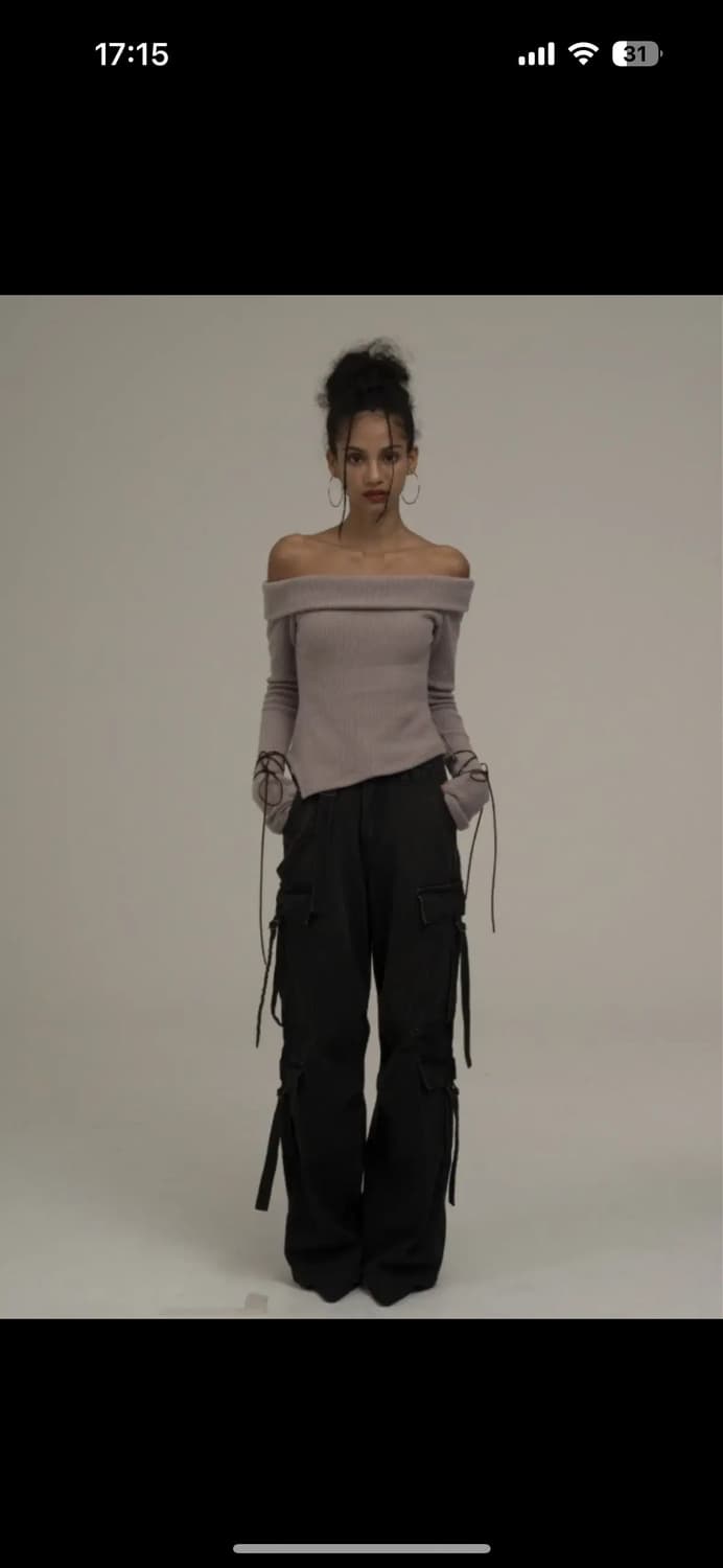 미드나잇무브 오프숄더 니트 퍼플 상품이미지1