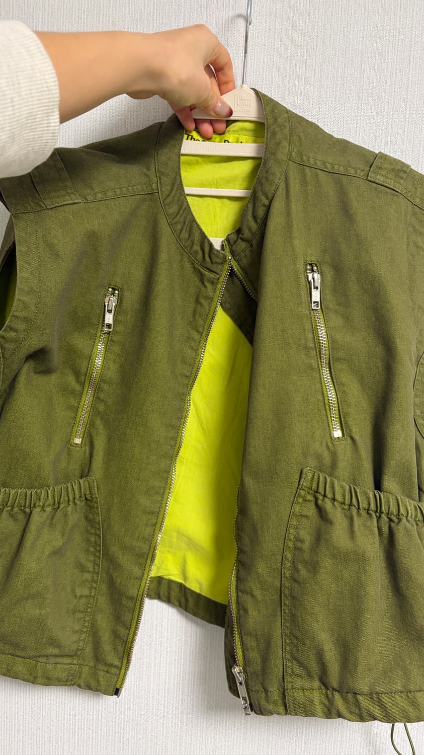 더오픈프로덕트 셔링 워크 베스트 카키 2사이즈 상품이미지5