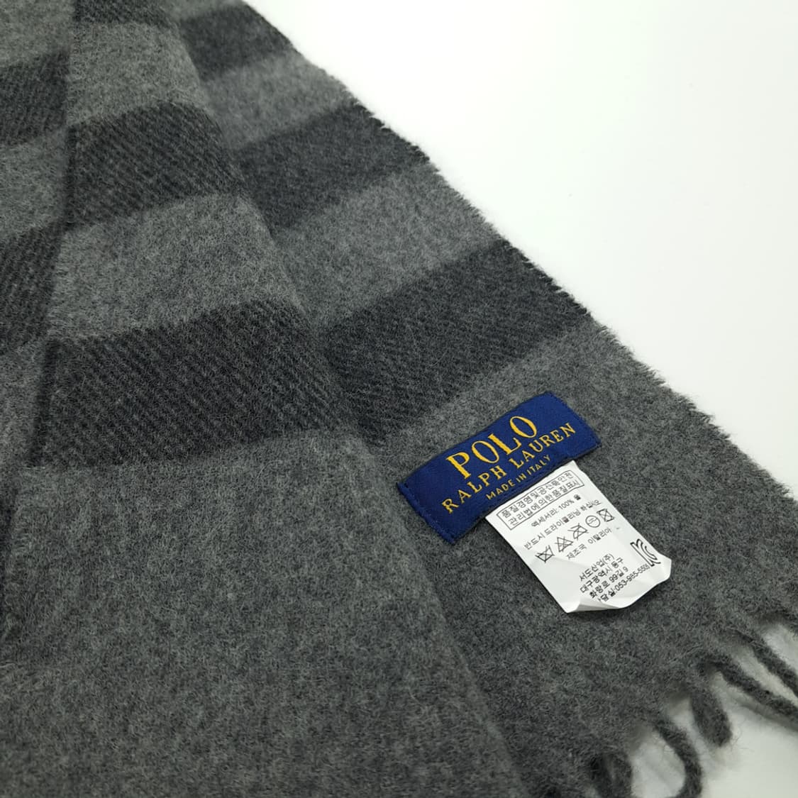 MX292 폴로 랄프로렌 그레이 투톤 스트라이프 울 목도리 머플러 상품이미지5