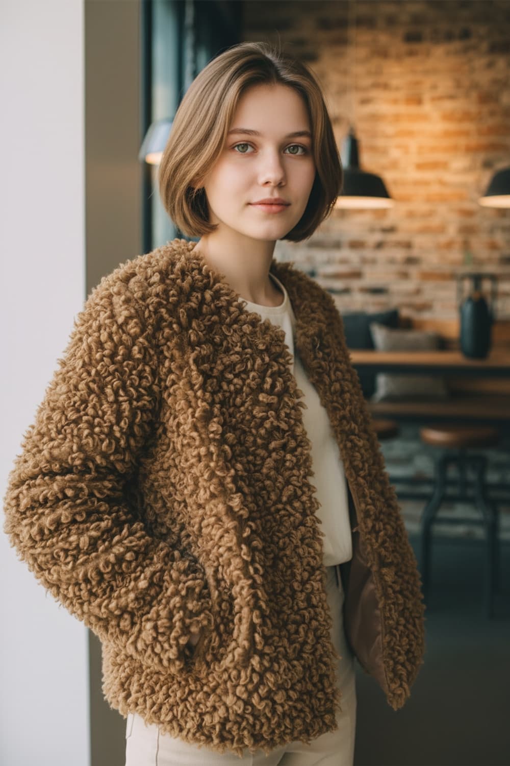 OHOTORO  브라운 부클 자켓 상품이미지1