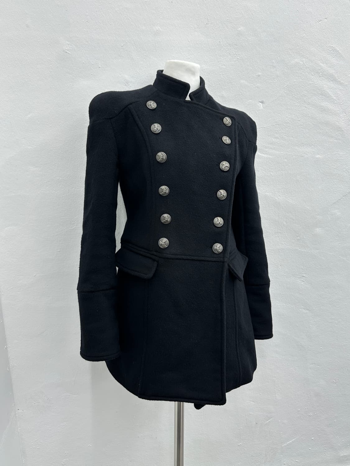 Silver double breasted eagle button coat 상품이미지8