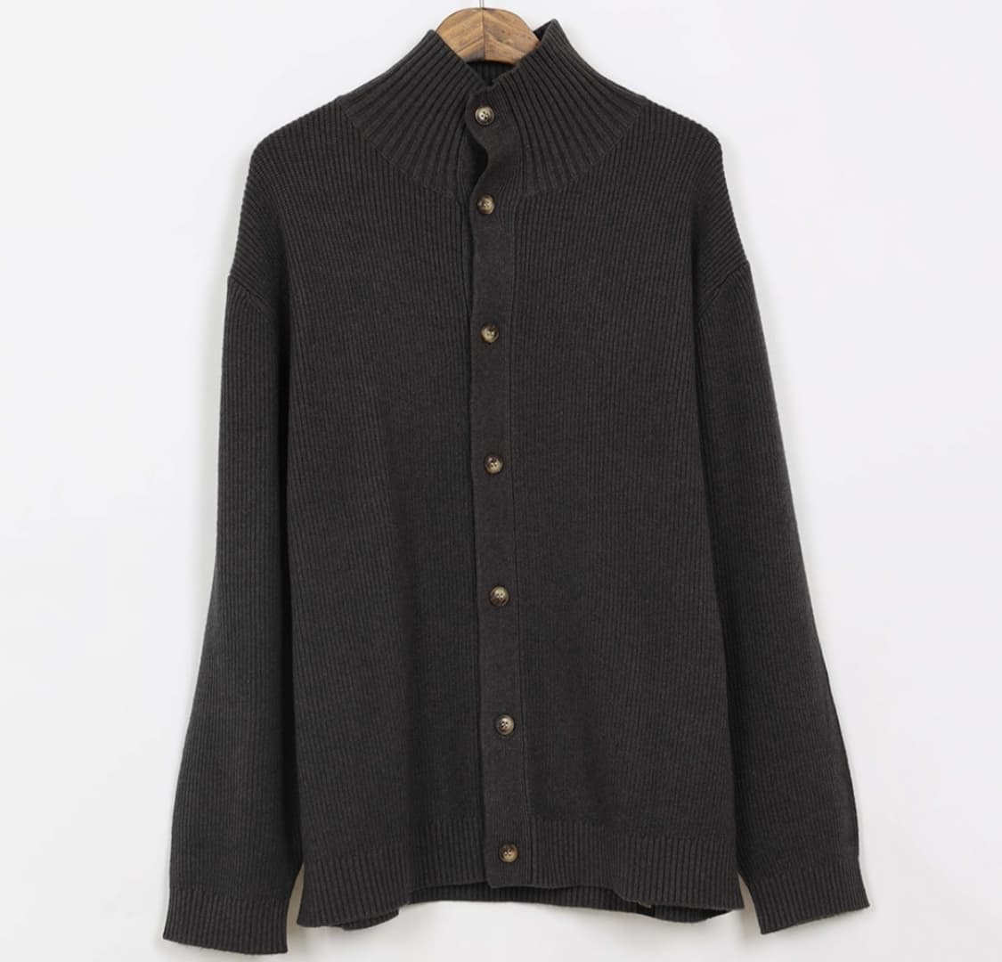 골드퍼센트 오버핏 포인트로고 하이넥 남여공용 가디건)M 상품이미지1