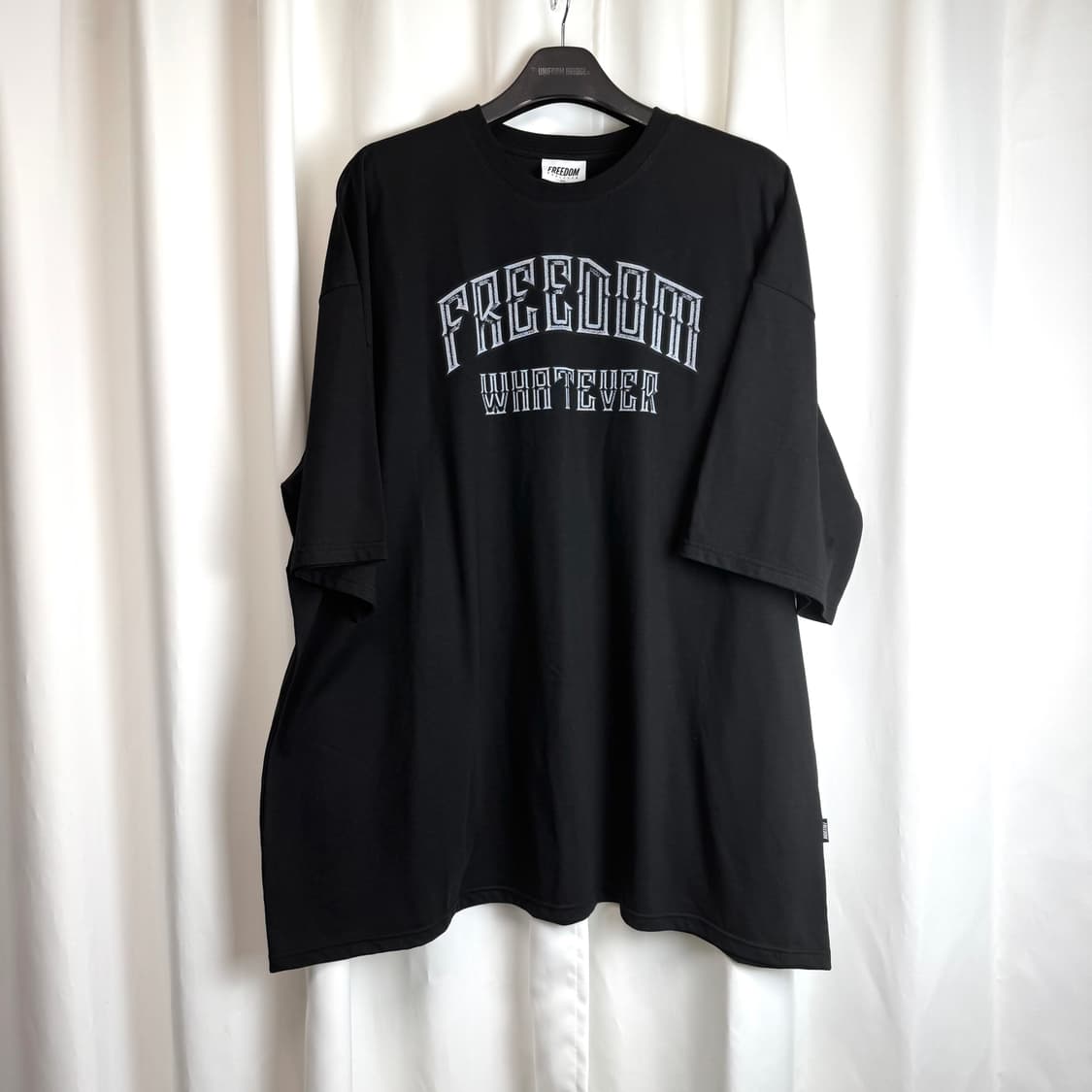 프리덤 해치 프린팅 반팔 티셔츠 블랙 4XL 오버핏 빅사이즈 상품이미지4