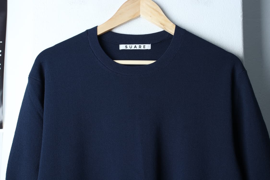 (M-XL) 수아레 반팔 티셔츠 니트 네이비 무지 놈코어-H31700 상품이미지3