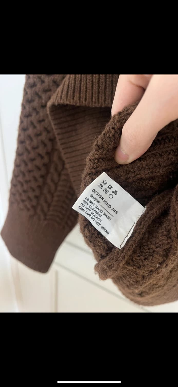 Mabling 케이블 브이넥 꽈배기 울 니트 브라운 마블링 상품이미지7