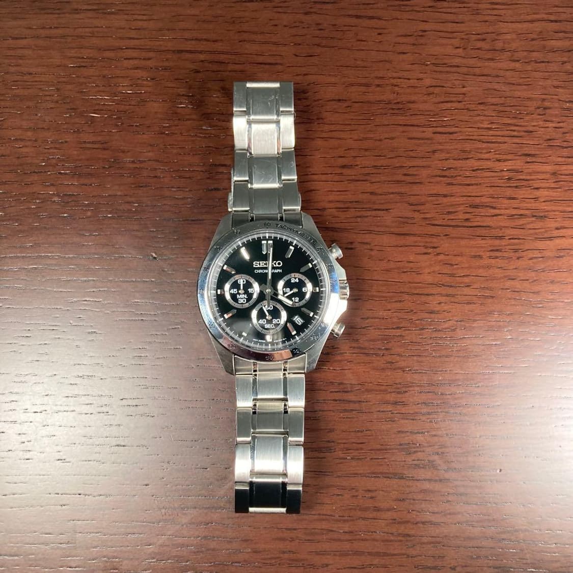 세이코 크로노그래프 블랙 다이얼 남성 메탈 시계 상품이미지2
