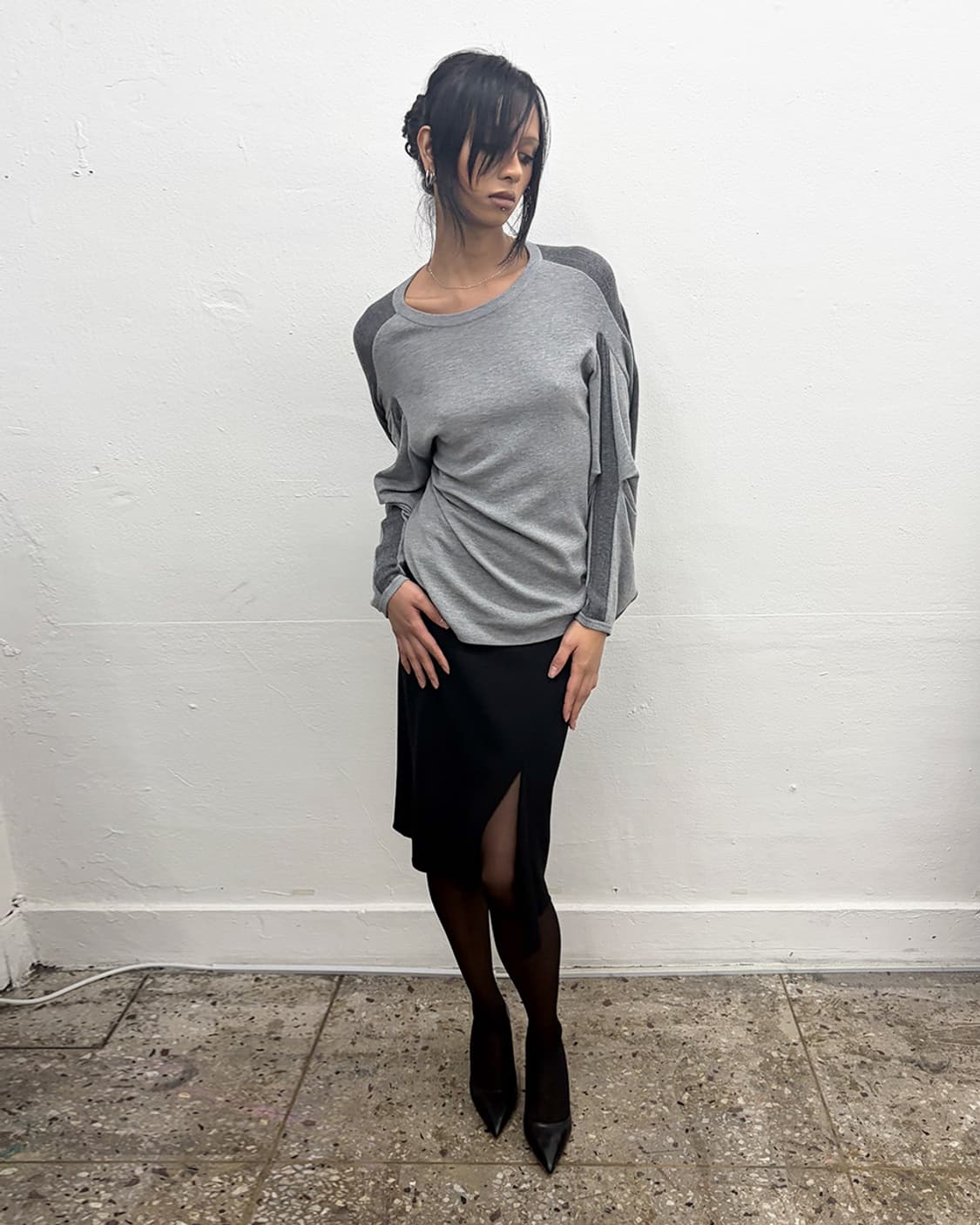 아츠로 타야마 드레이프 슬리브 니트 탑 상품이미지5