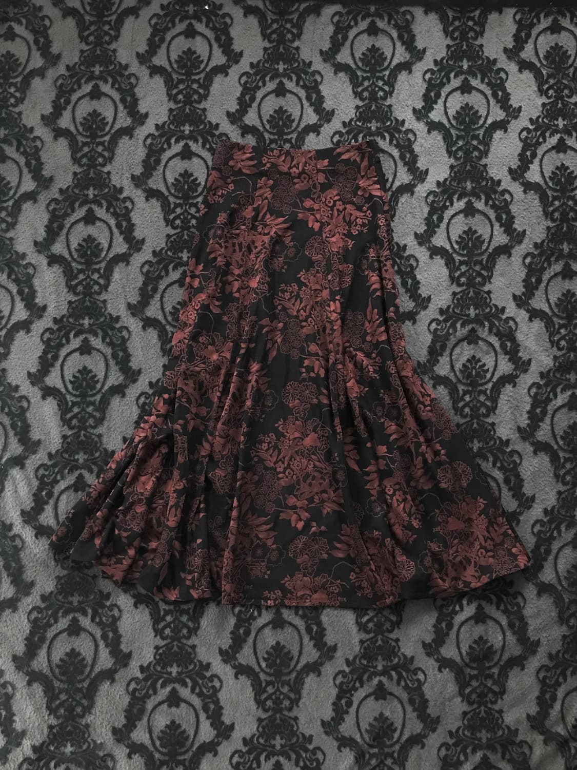 빈티지 엔틱 오리엔탈 고딕 장미패턴 롱스커트 상품이미지1