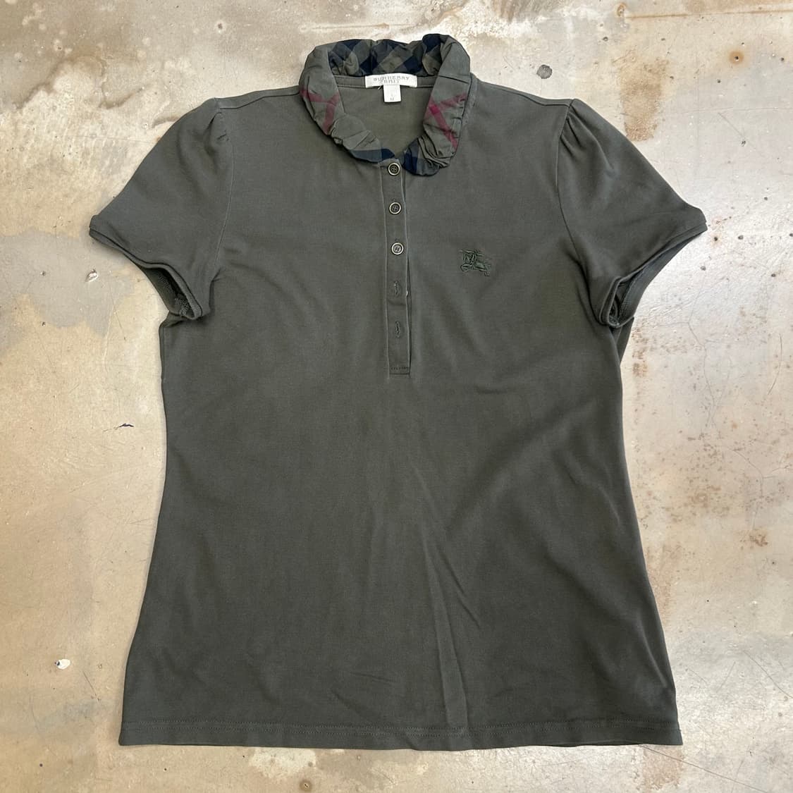M 버버리 여성용 카키 카라 반팔 티셔츠 상품이미지2