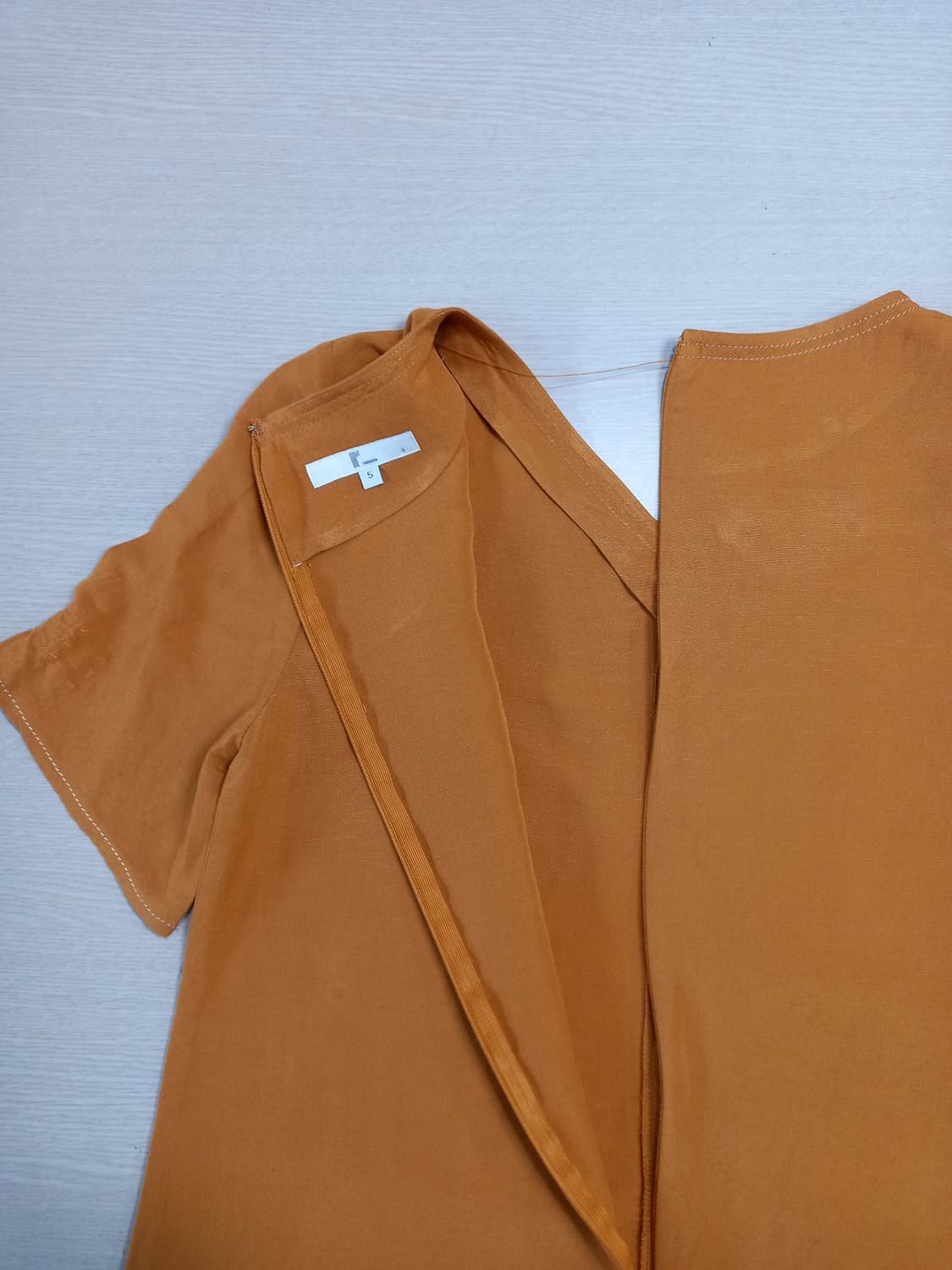 S85-M90 RENOMA 린넨36% 반팔원피스 겨자색 M-24 상품이미지5