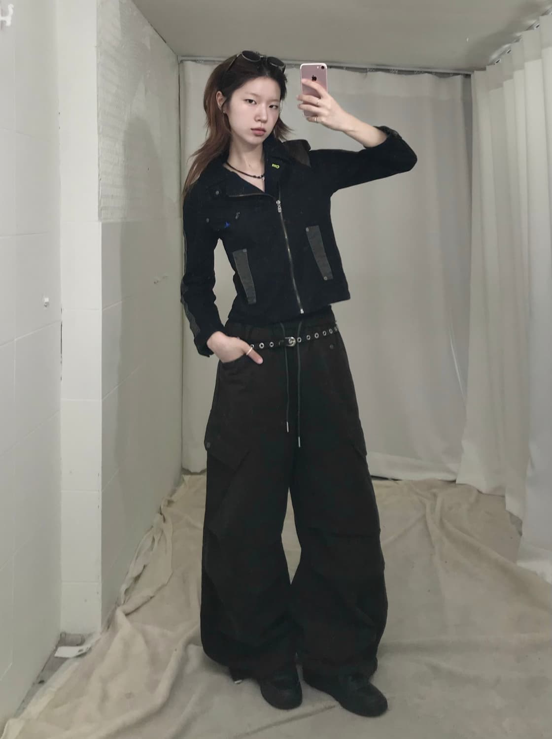 (세트 할인 가능) 빈폴 블랙 트랙 코튼 라이더 자켓 상품이미지1