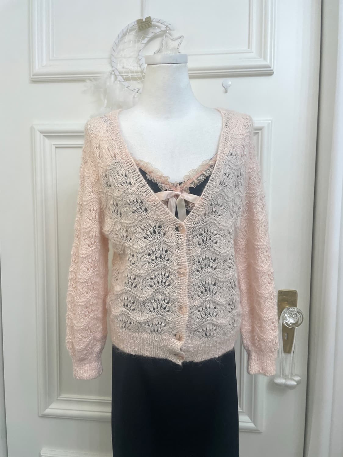 coral crochet twinkle lovely cardigan 상품이미지1