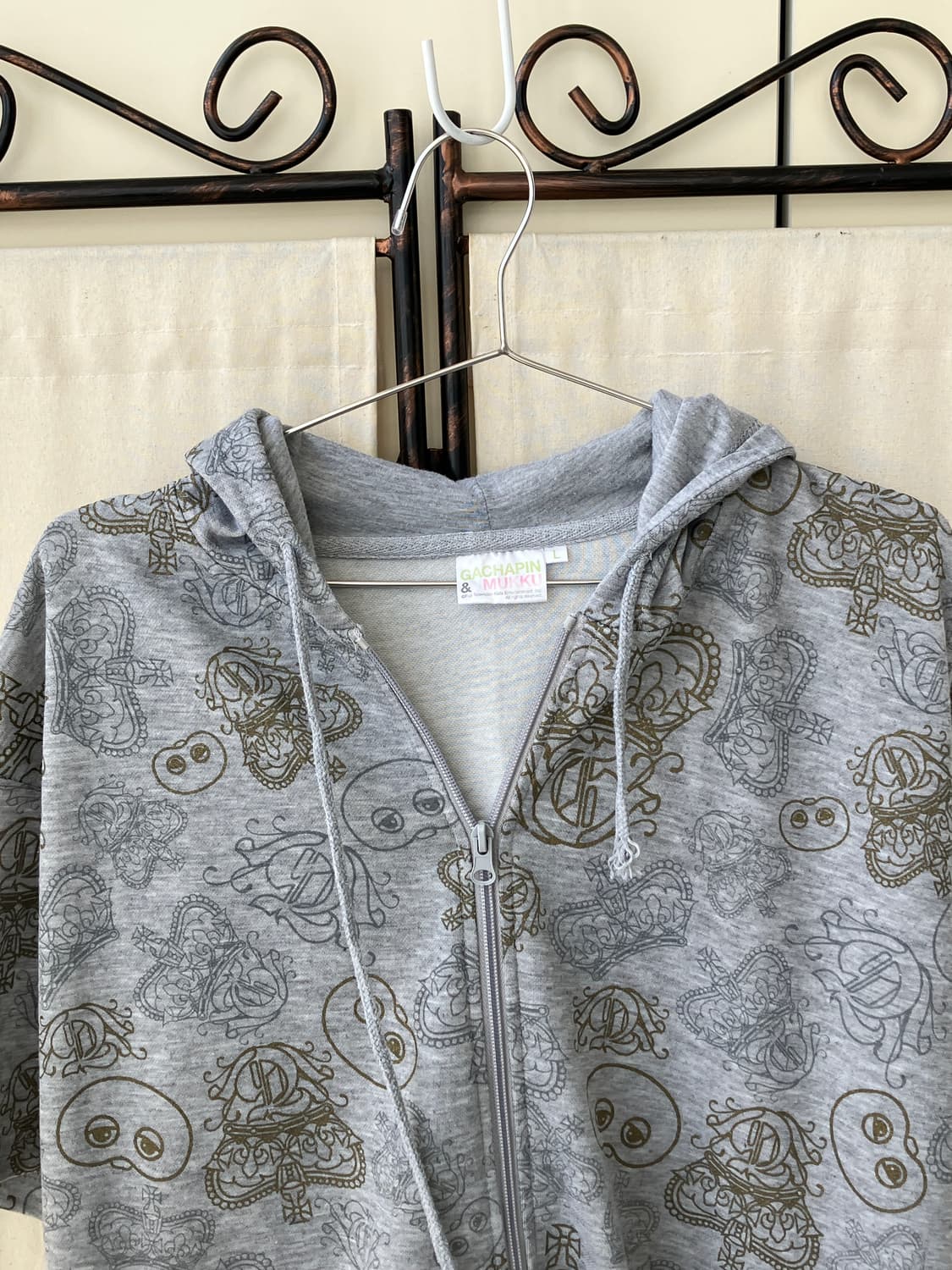 gray oriental half sleeve hoodie 상품이미지6