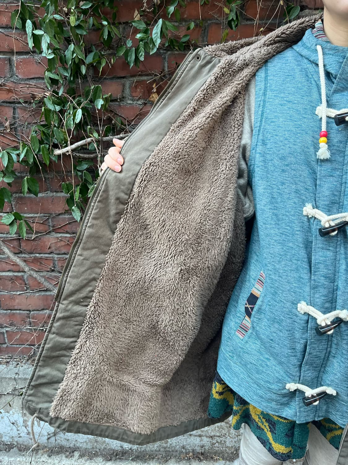 drugstores 카키 양털 후드 야상 아우터 상품이미지9