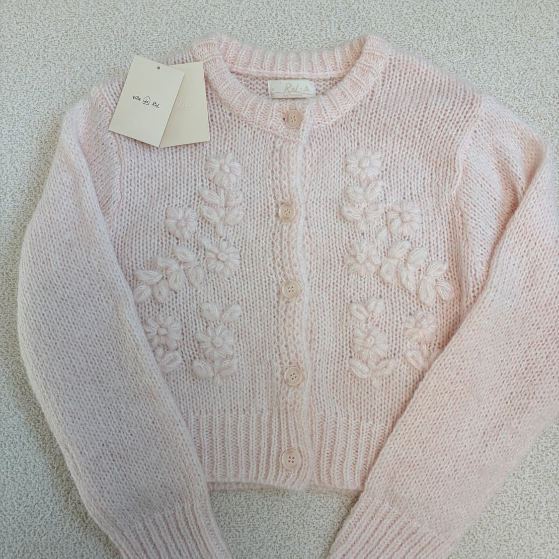 리엘 마시멜로 니트 가디건 파우더 핑크 상품이미지3