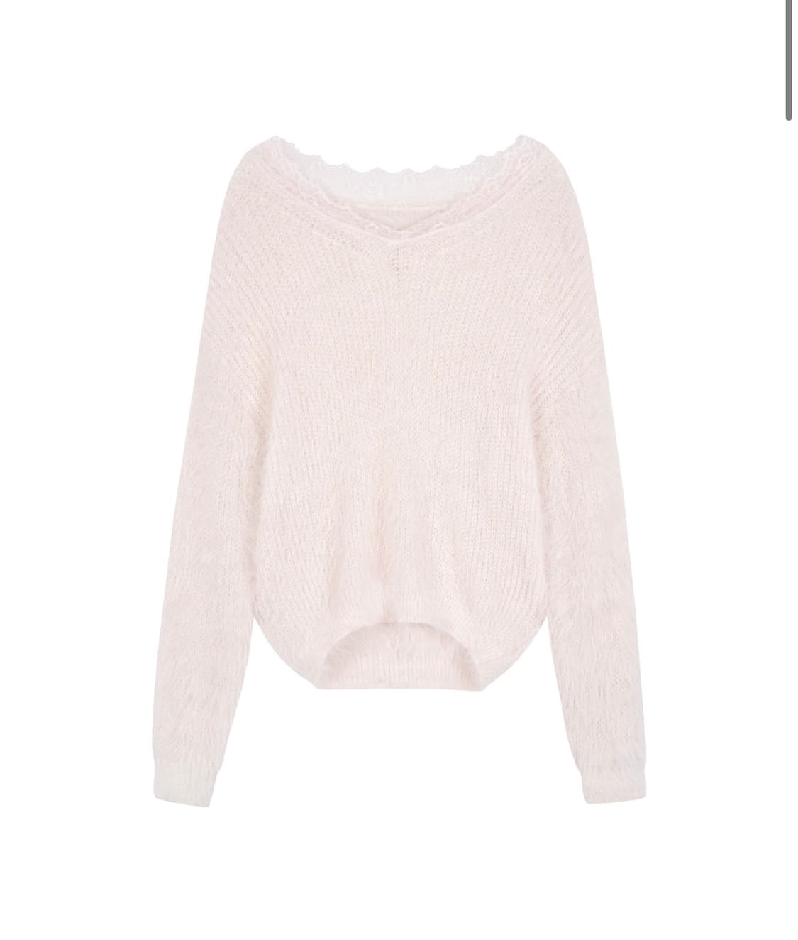 클리시어 블러쉬 레이스 오프 숄더 니트 핑크 가디건 쓰리타임즈 상품이미지1