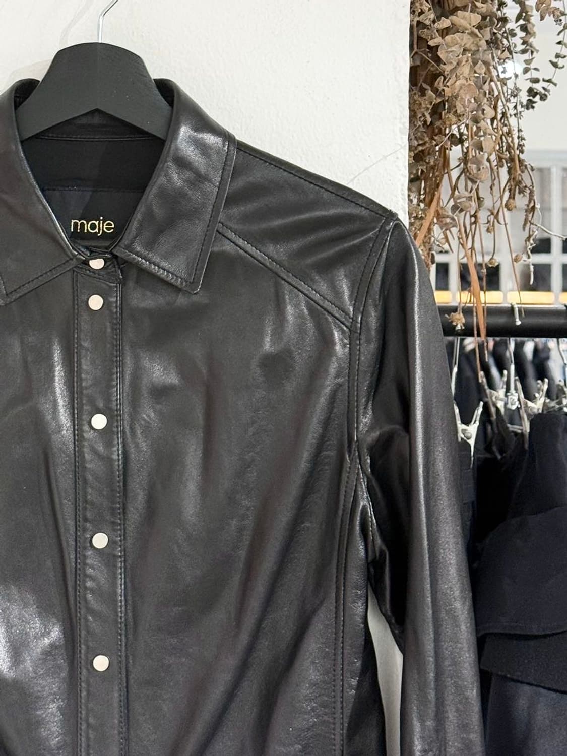 마쥬 블랙 램스킨 레더 셔츠 자켓 상품이미지3