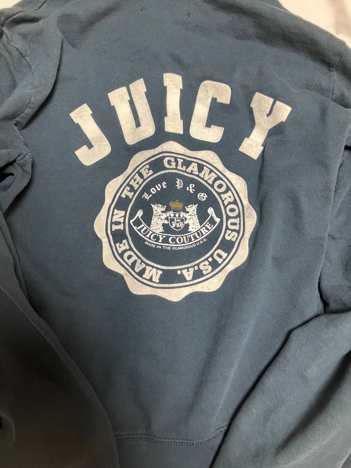 Y2K 쥬시 꾸뛰르 (초 희귀) 코튼 후드 집업 네이비 크레스트 상품이미지3