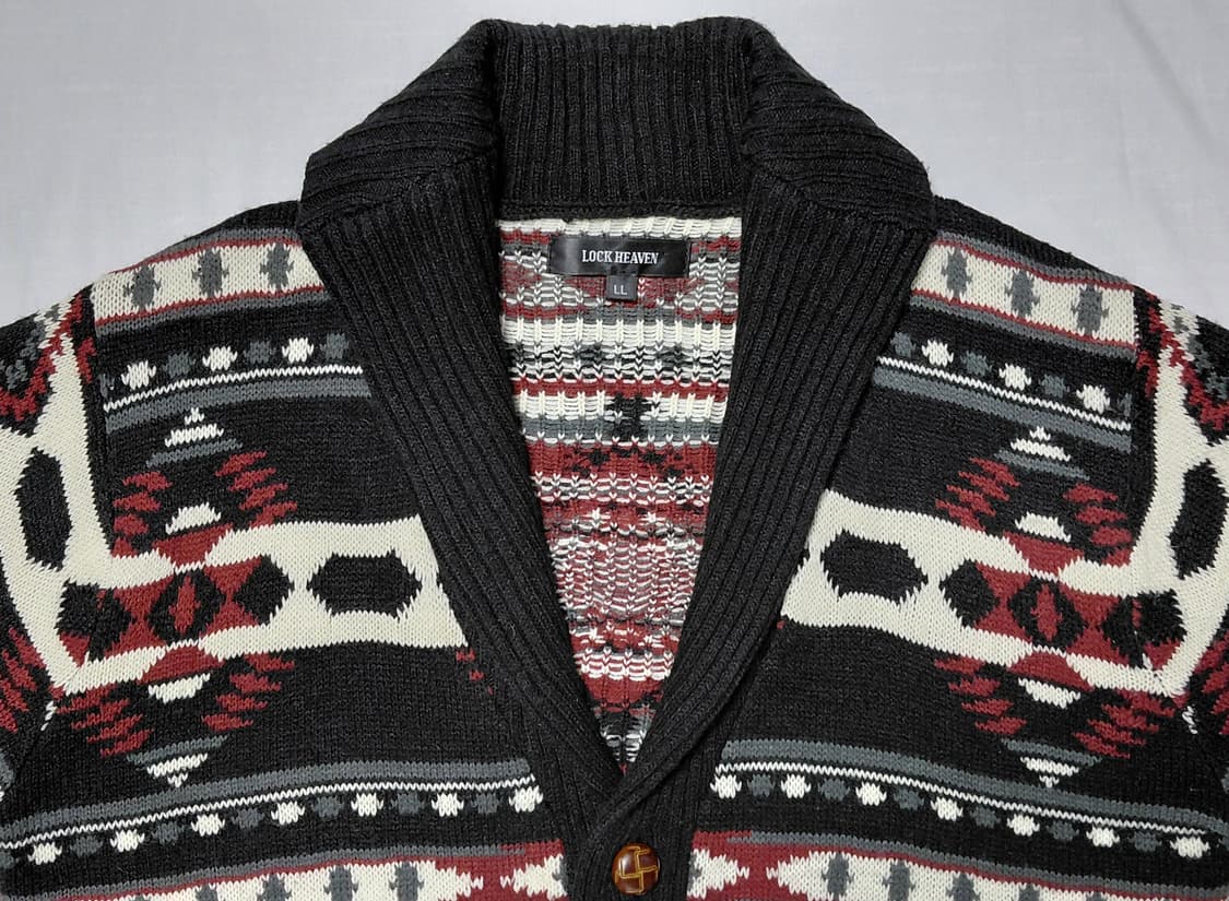 아메카지 감성 LOCK HEAVEN 네이티브 패턴 코위찬 숄칼라 가디건 상품이미지2