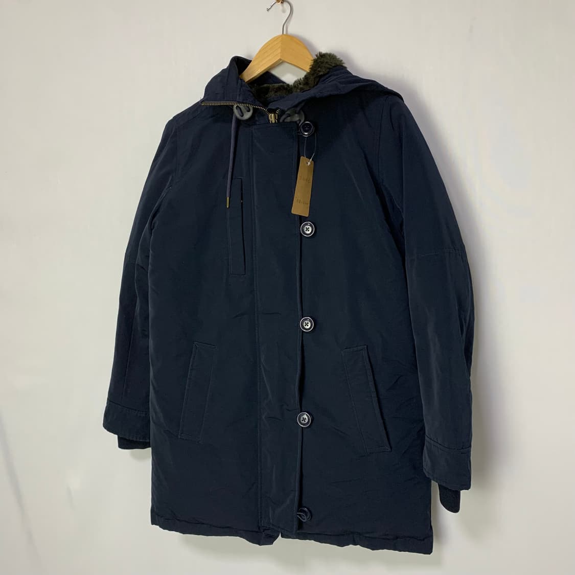 리바이스 덕다운 사선 버튼 후드 패딩코트 네이비 퍼 안감 남성 S 상품이미지2