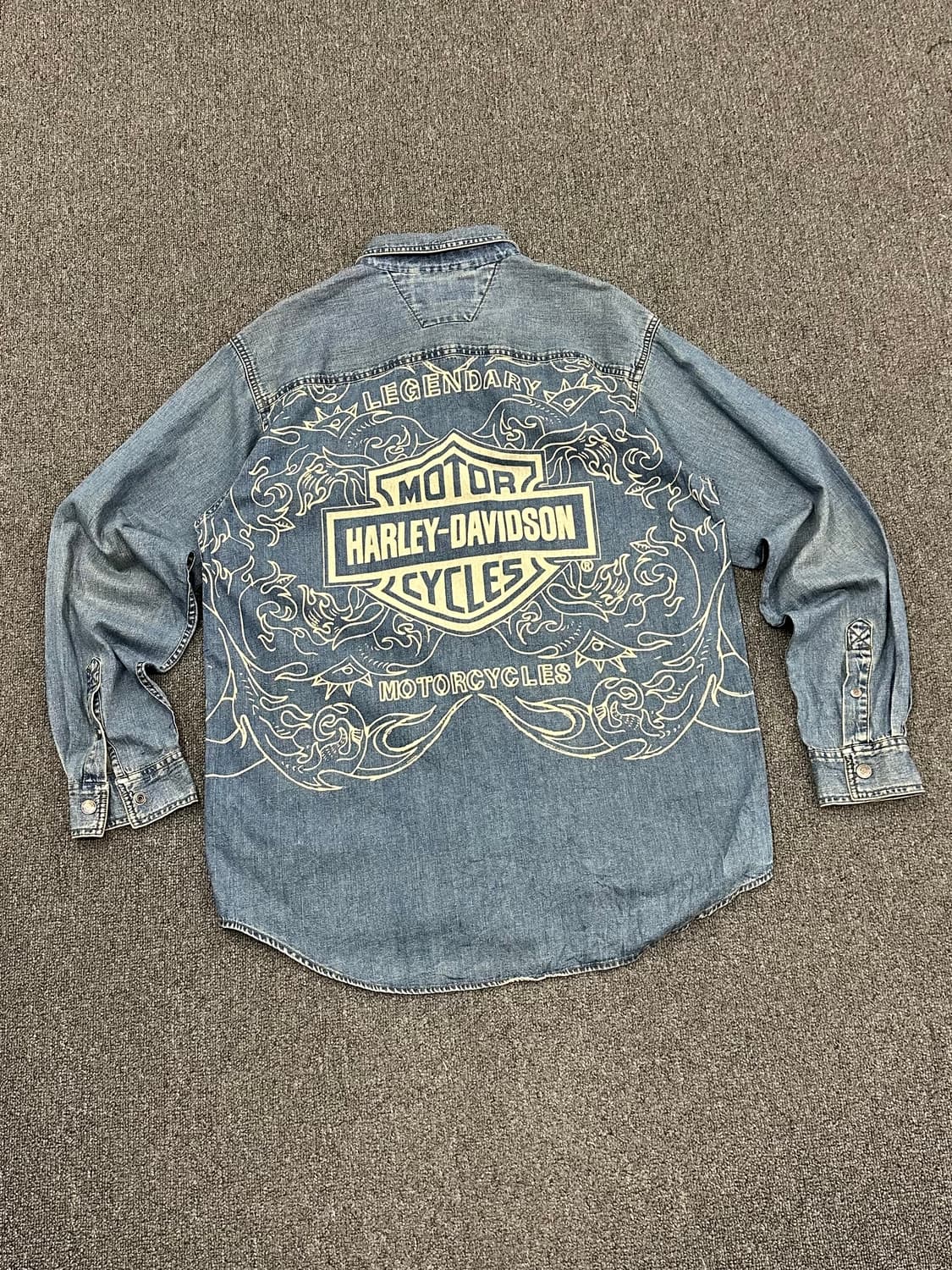 M)할리데이비슨 vintage 백프린팅 데님 긴팔셔츠 상품이미지4