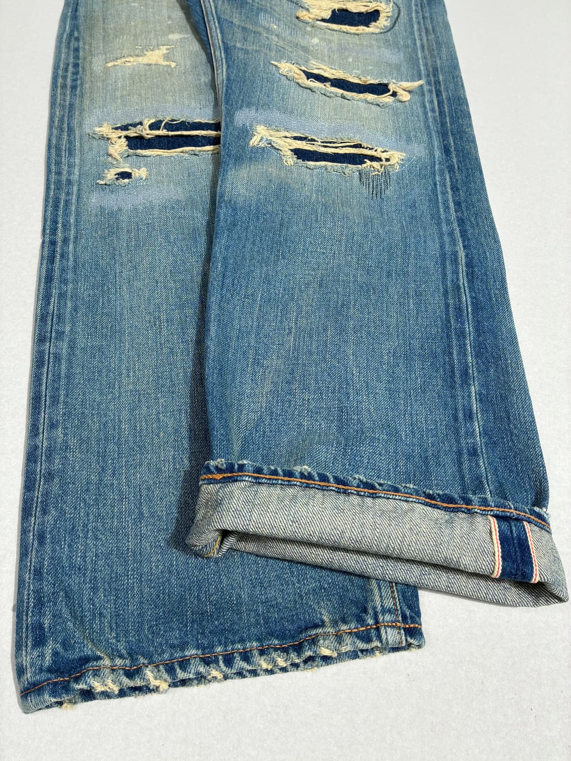 FDMTL 펀더멘탈 클래식 핏 셀비지 디스트로이드 누빔 데님 상품이미지4