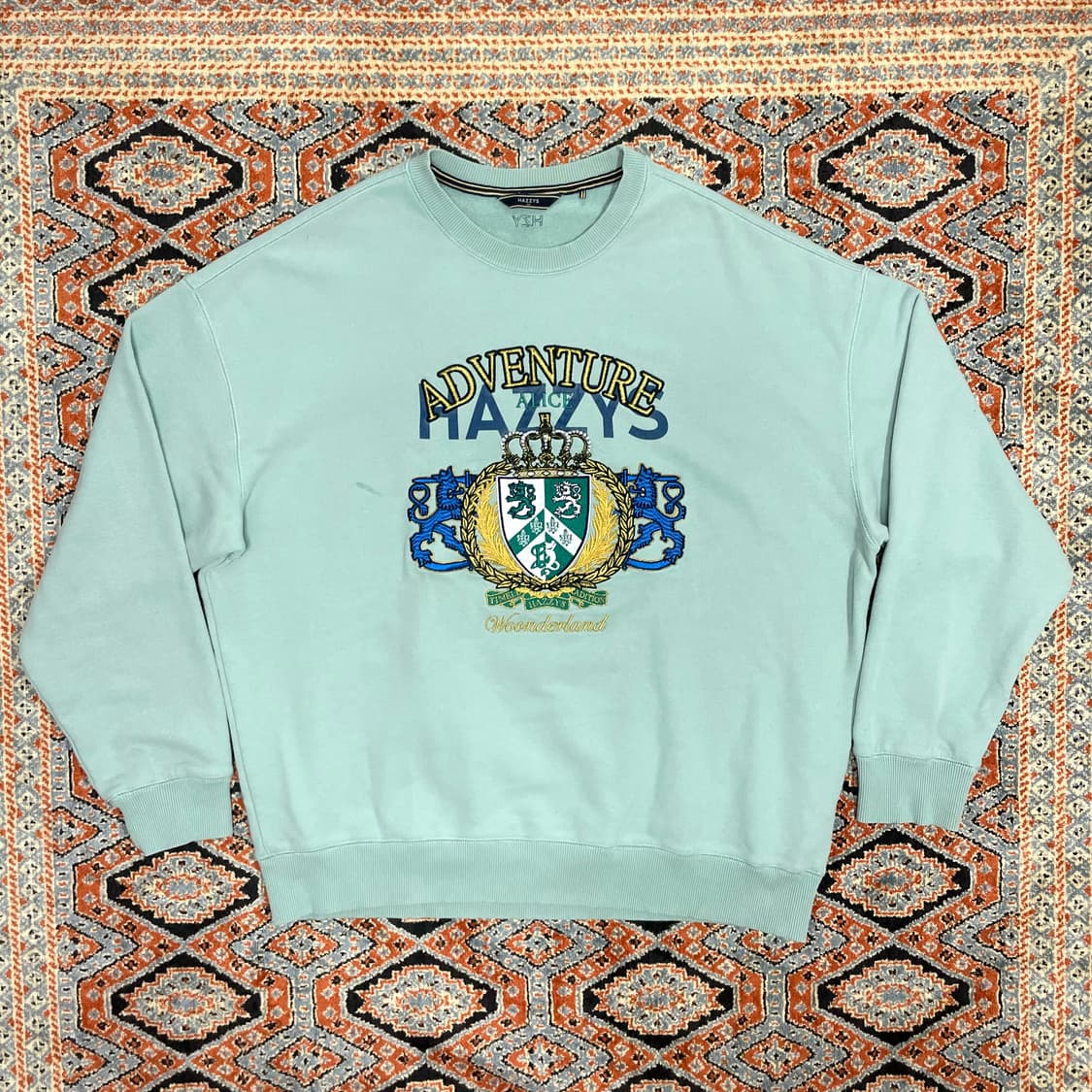 해지스 자수 프린팅 민트 맨투맨 남성110 상품이미지1