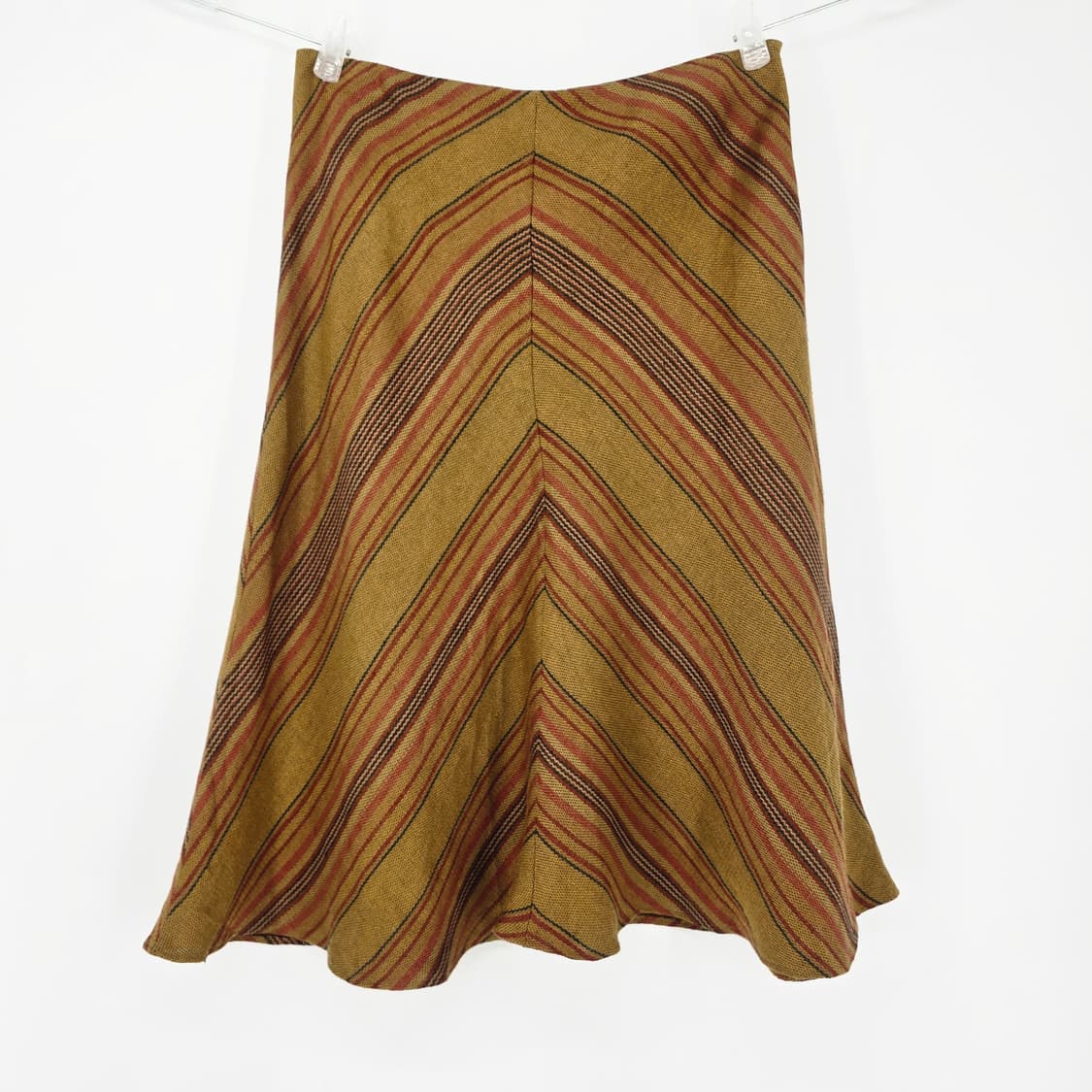 Lauren Ralph Lauren 브라운 스트라이프 린넨 롱 스커트 상품이미지1