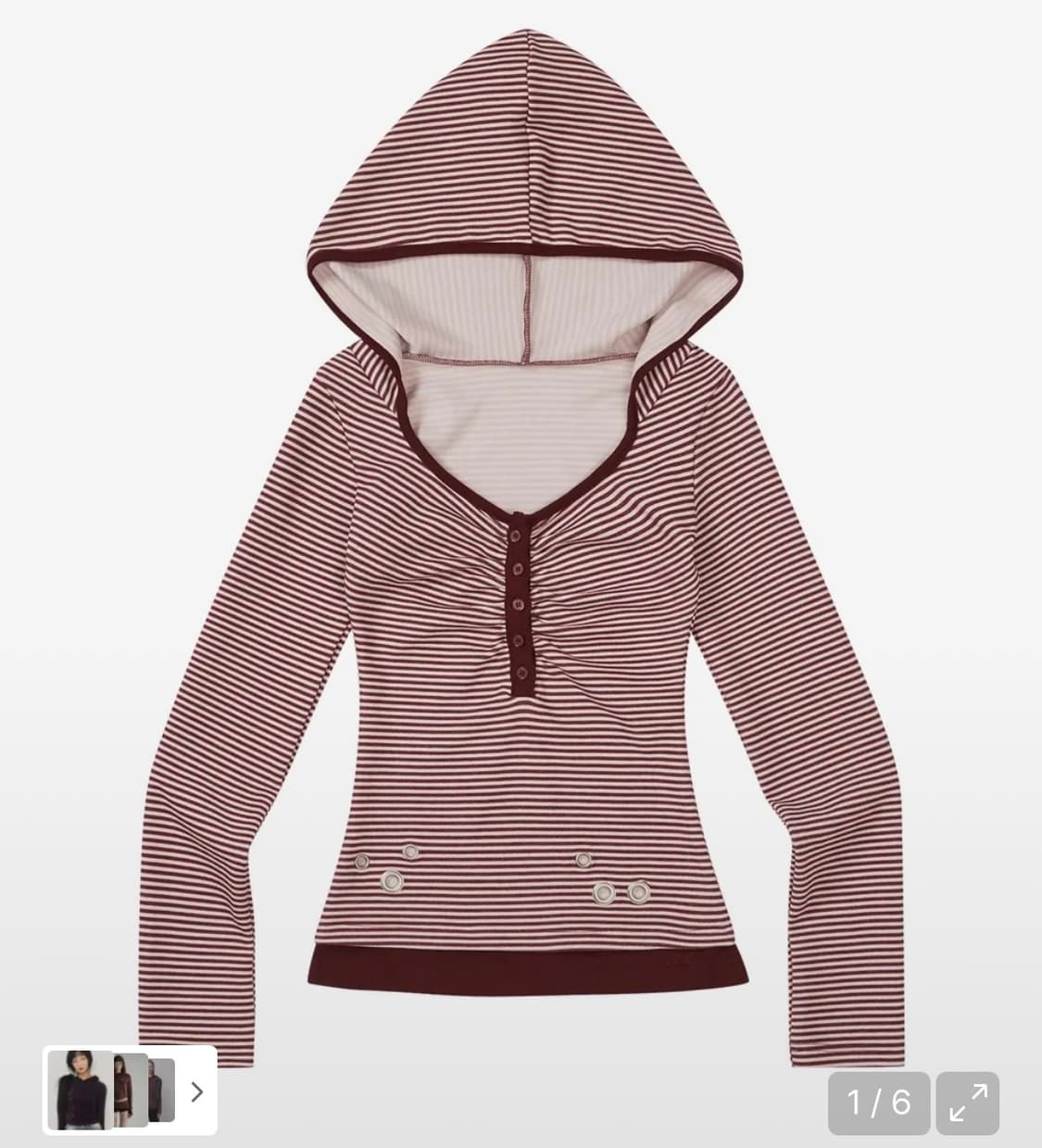일리고 레이어 스트라이프 후드 버건디 상품이미지1
