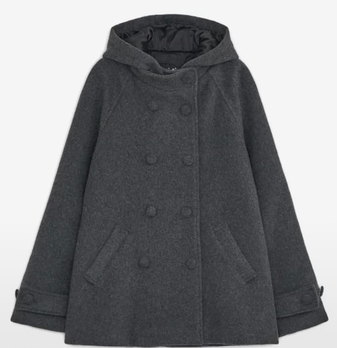 허그유어스킨 후드 하프 코트 차콜 상품이미지1