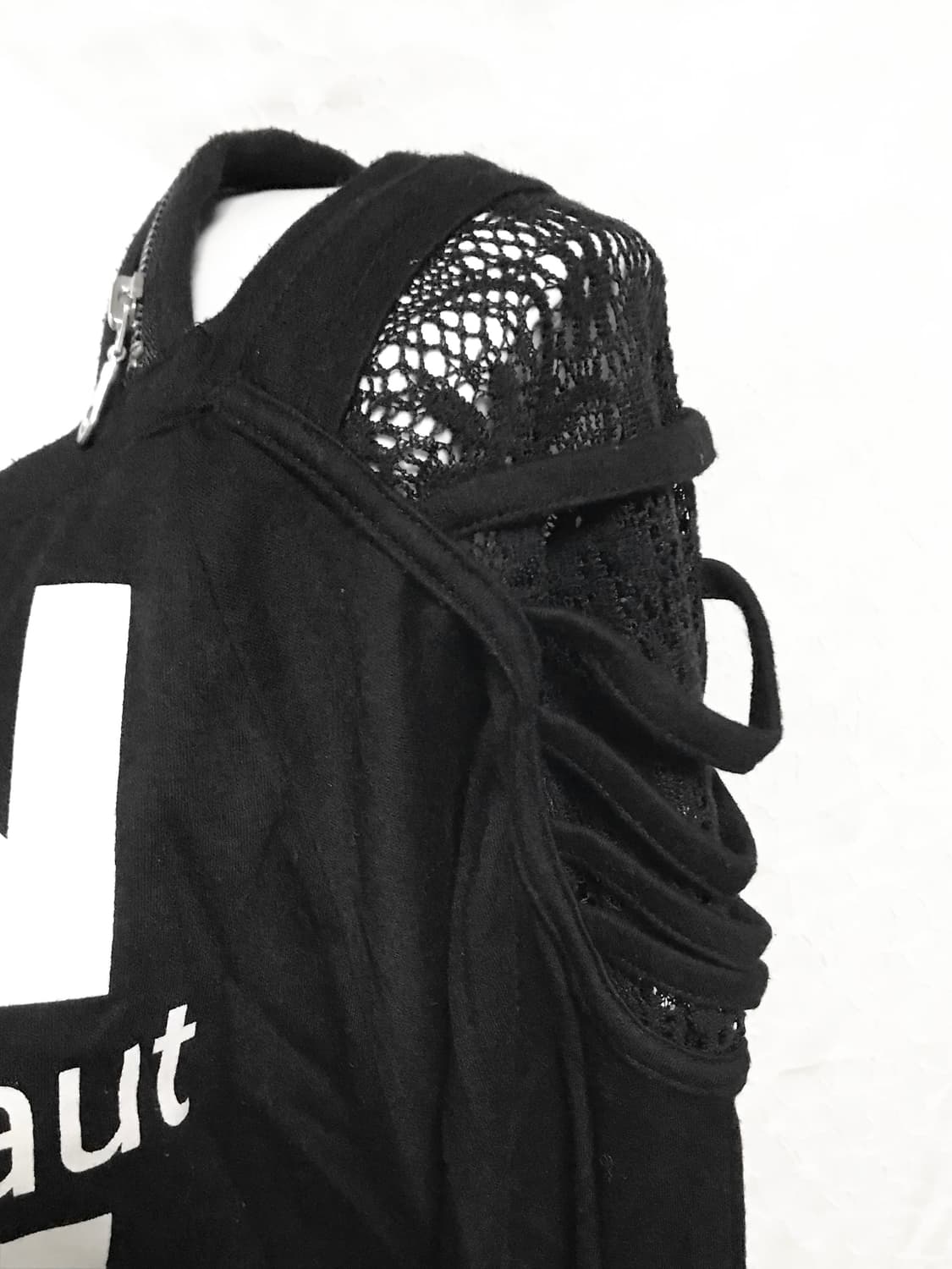 빈티지 갸루 펑크 지퍼 디테일 트임 오프숄더 롱슬리브 탑 상품이미지4