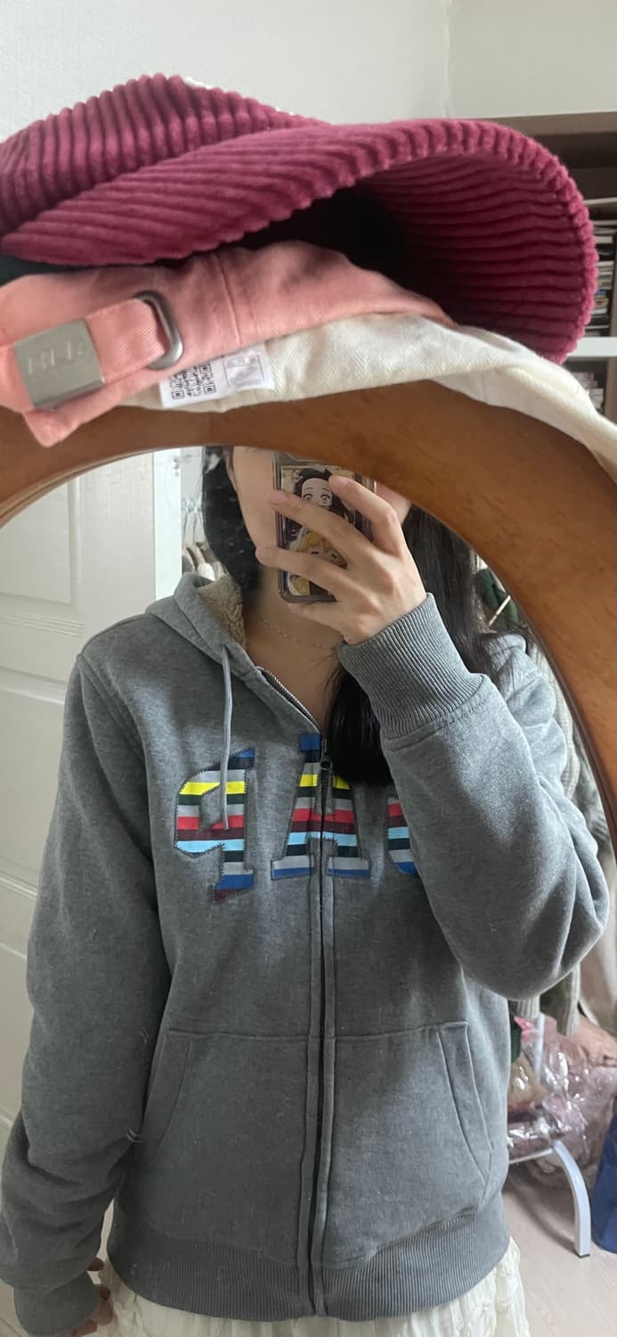 빈티지 gap 양털 그레이 후드집업 상품이미지5