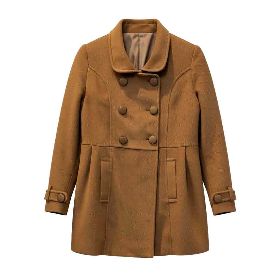 JPN VINTAGE 하프 코트 플레어핏 더블버튼 핀턱 디테일 카멜 상품이미지1