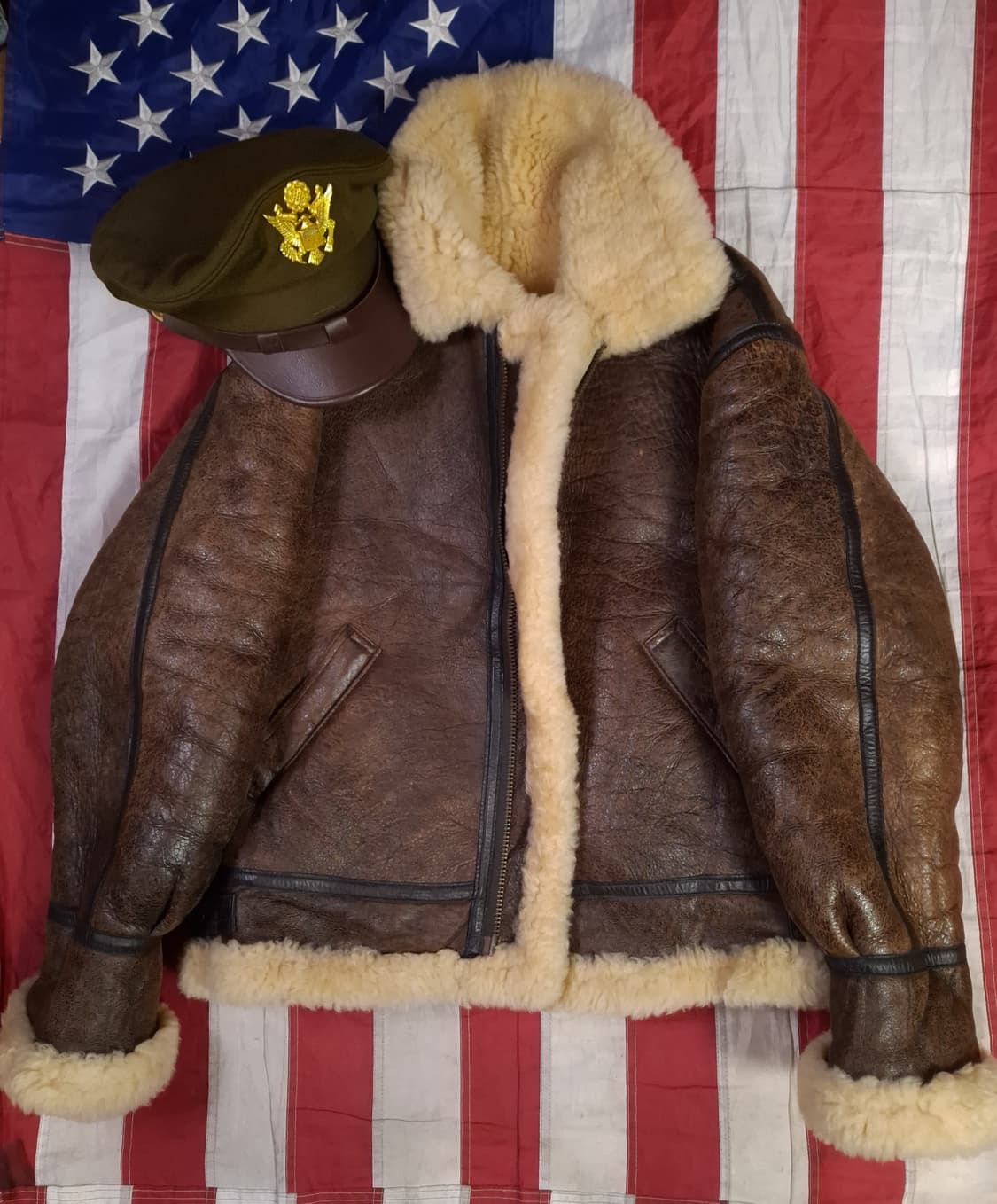 90"s 국내산 미공군 B-3 TYPE 천연가죽 항공 폭격기 무스탕 상품이미지2